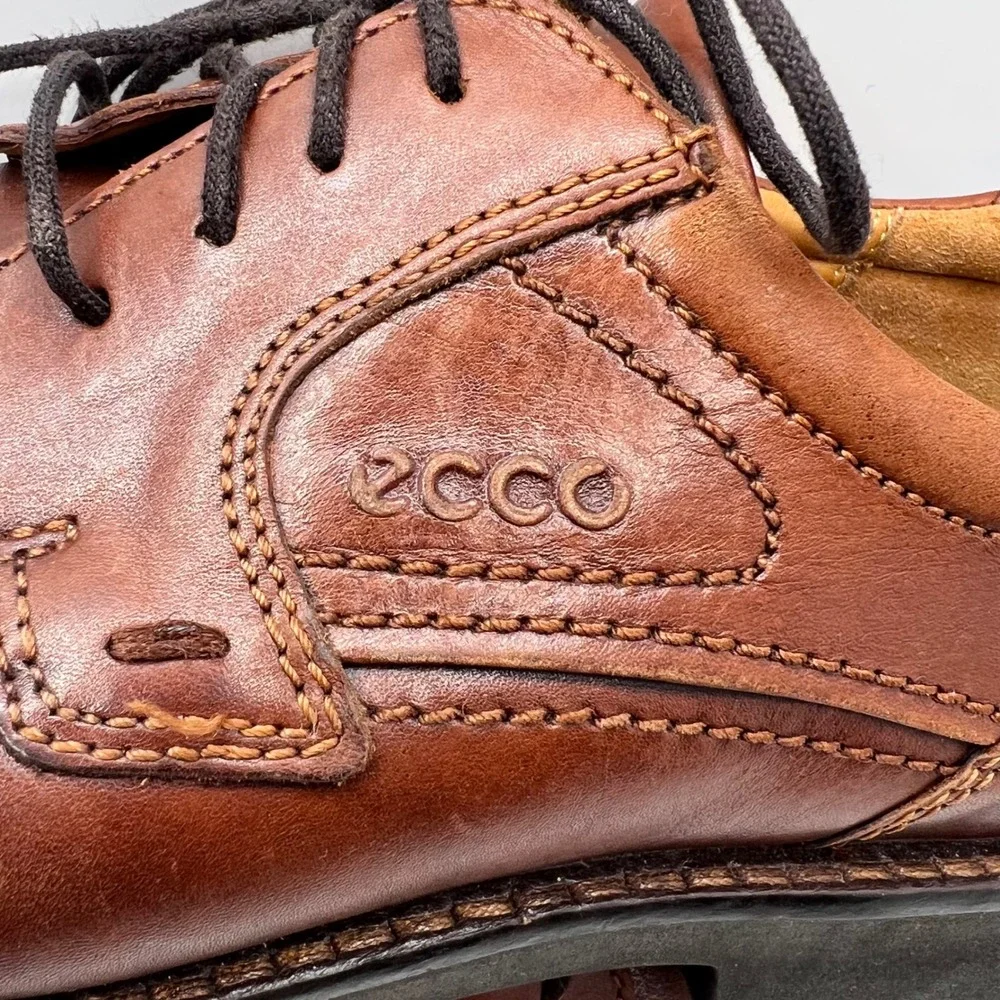 Ecco Brown Leather Shoes Oxford‎ Lace Up Comfort Casual Size 43. US 10